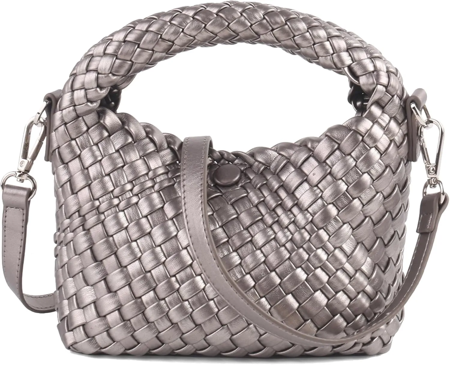 Woven Purse For Women, Small Crossbody Tote Bag with Detachable Shoulder Strap, Girls Top Handle Handbag