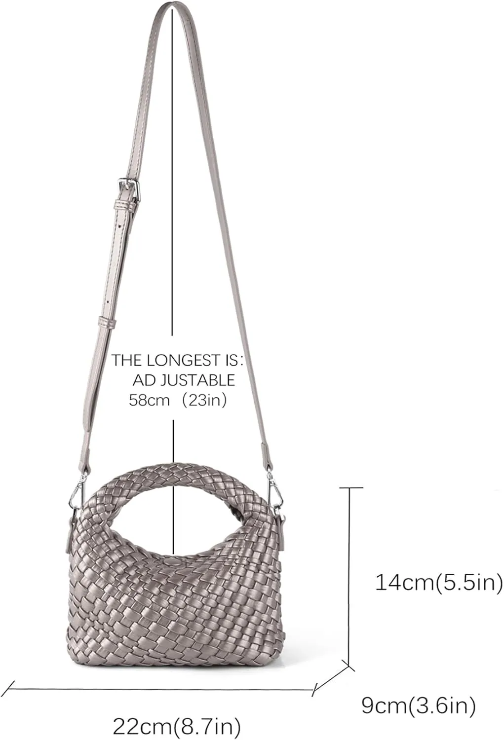 Woven Purse For Women, Small Crossbody Tote Bag with Detachable Shoulder Strap, Girls Top Handle Handbag