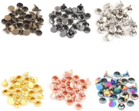 YEWIN Tubular Double Cap Rivets - 9mm Rainbow Metal Button Round Rapid Rivet,Rivet Studs for Purse Bags Handbags Shoes Belts Leather Craft Repair (Each Color 20 PCS)